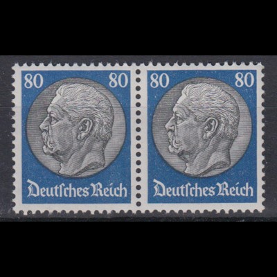 Deutsches Reich 494 waagerechtes Paar Paul von Hindenburg 80 Pf postfrisch