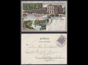 Ansichtskarte Gruss aus dem Stadtgarten Essen Restaurateur H. Klaeren 1901