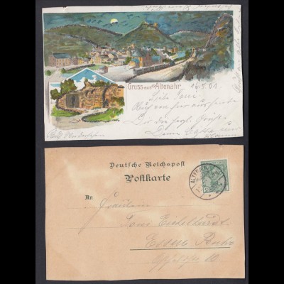 Ansichtskarte Gruss aus Altenahr mit Glitter gestempelt 1901