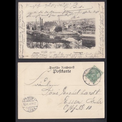 Ansichtskarte Werden Totalansicht gestempelt 1901