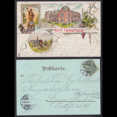 Ansichtskarte Krefeld Mehrbildkarte gestempelt 1901 