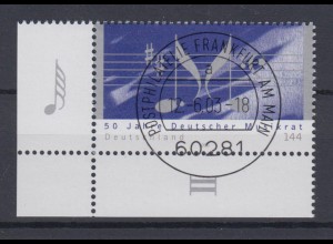 Bund 2343 Eckrand links unten 50 Jahre Deutscher Musikrat 144 Cent ESST