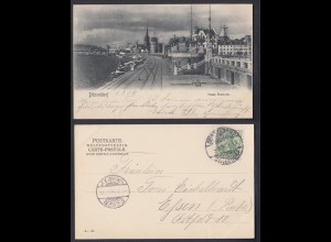 Ansichtskarte Düsseldorf Neues Rheinufer gestempelt 1904