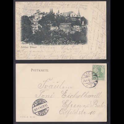 Ansichtskarte Schloss Dhaun im Hunsrück gestempelt Kirn 1904