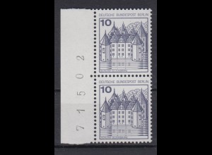 Berlin 532 Bogennummer im Seitenrand senkrechtes Paar Burgen + Schlösser 10 Pf**
