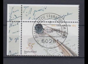 Bund 2419 Eckrand links oben 200. Geburtstag Eduard Mörike 55 C ESST Frankfurt