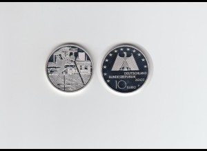 Silbermünze 10 Euro spiegelglanz 2003 Ruhrgebiet 