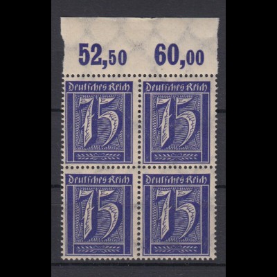 Deutsches Reich 185 mit Oberrand 4er Block Ziffern 75 Pf postfrisch /3