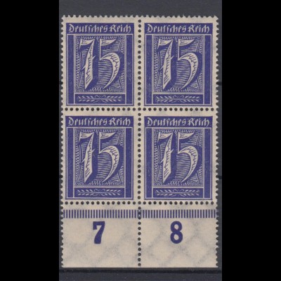 Deutsches Reich 185 mit Unterrand 4er Block Ziffern 75 Pf postfrisch 