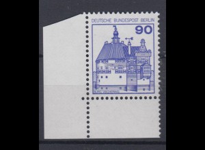 Berlin 588 Eckrand links unten Burgen + Schlösser 90 Pf postfrisch 