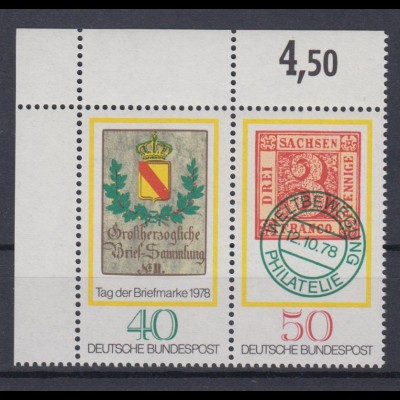 Bund 980-981 Eckrand links oben Tag der Briefmarke 40 Pf + 50 Pf postfrisch