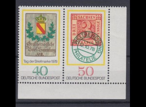 Bund 980-981 Eckrand rechts unten Tag der Briefmarke 40 Pf + 50 Pf **