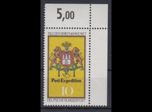 Bund 948 Eckrand rechts oben Tag der Briefmarke 10 Pf postfrisch