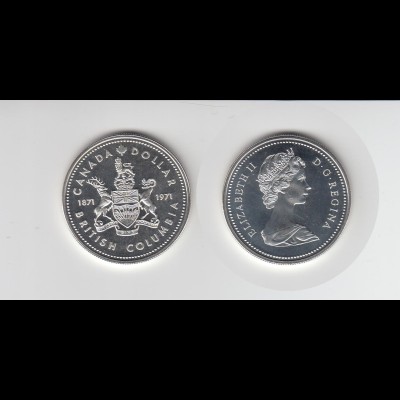 Silbermünze Kanada 1 Dollar 1971 Britisch Columbia stempelglanz