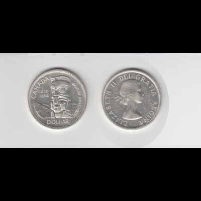 Silbermünze Kanada 1 Dollar 1958 British Columbia 