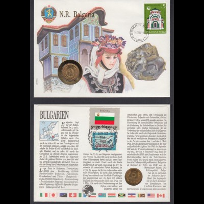 Numisbrief United Nation Bulgarien 1988 mit Münze 5 Stotinki 1974