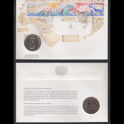Numisbrief Portugal 1988 Cabo da Boa mit Münze 100 Escudos 1988