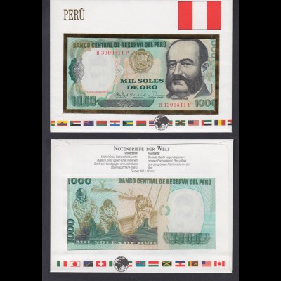 Banknotenbrief Peru 1000 Soles UNC /13