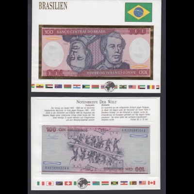 Banknotenbrief Brasilien 100 Cruzeiros UNC /24