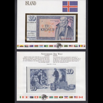 Banknotenbrief Island 10 Kronur UNC /25-1
