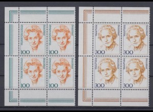 Bund 1955-1956 Eckrand links 4er Block Frauen 100 Pf + 300 Pf postfrisch