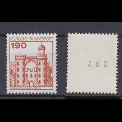 Bund 919 RM mit gerader Nummer Burgen+Schlösser 190 Pf postfrisch