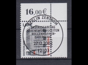 Bund 2302 Eckrand rechts oben SWK 160 Cent mit ESST Berlin