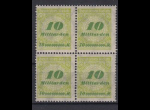 Deutsches Reich 328 A 4er Block Wertangaben im Kreis mit Rosetten 10 Mrd M **