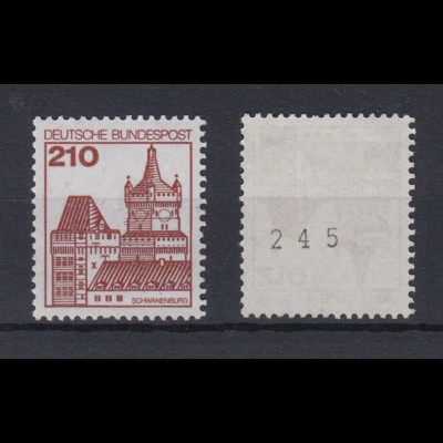 Bund 998 RM mit ungerader Nummer Burgen + Schlösser 210 Pf postfrisch