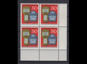 Bund 825 4er Block Eckrand rechts unten 100 Jahre Weltpostverein UPU 50 Pf **