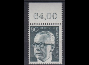 Berlin 367 mit Oberrand Dr. Gustav Heinemann 80 Pf postfrisch