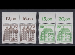 Berlin 614-615 mit Oberrand waagerechtes Paar Burgen + Schlösser 40 Pf +50 Pf **