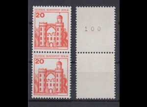 Berlin 533 RM mit gerader Nr. senkrechtes Paar Burgen + Schlösser 20 Pf **