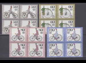 Bund 1242-1245 4er Block Jugend Historische Fahrräder kompl. Satz postfrisch