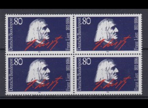 Bund 1285 4er Block Todestag von Franz Liszt 80 Pf postfrisch
