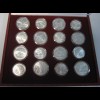 Silbermünzen Russland 14x 5 + 14x 10 Rubel Olympiade Moskau 1980 in Münzkassette