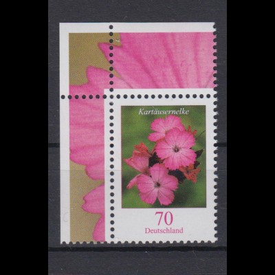 Bund 2529 Eckrand links oben Blumen Kartäusernelke 70 Cent postfrisch