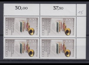 Bund 1415 Eckrand rechts oben 4er Block NAPOSTA & IPHILA `89 postfrisch
