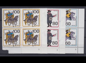 Bund 1437-1439 Eckrand rechts unten 4er Block Postbeförderung kompl. Satz **