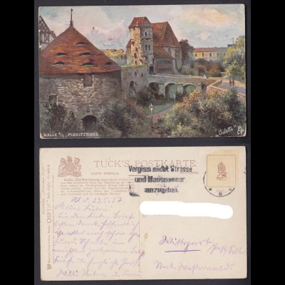 Ansichtskarte Halle Moritzburg mit Stempel Vergiss nicht Strasse und Hausnummer