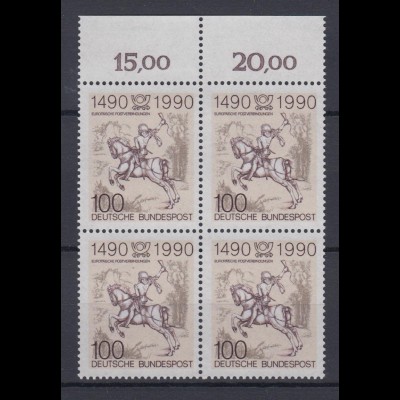 Bund 1445 mit Oberrand 4er Block 500 Jahre Postverbindung in Europa 100 Pf **