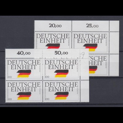 Bund 1477-1478 4er Block Eckrand rechts oben Deutsche Einheit 50 Pf + 100 Pf **