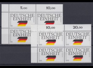 Bund 1477-1478 Eckrand links oben 4er Block Deutsche Einheit 50 Pf + 100 Pf **