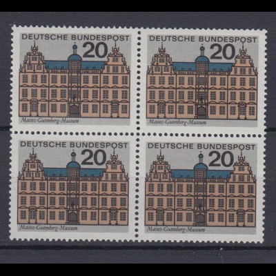 Bund 422 4er Block Mainz Gutenbergmuseum 20 Pf postfrisch