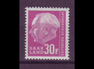 Saarland 419 Bundespräsident Theodor Heuss 30 Fr postfrisch