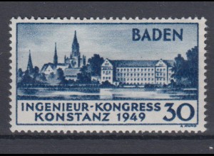 Französische Zone Baden 46 I Ingenieur Kongress Konstanz 30 Pf **