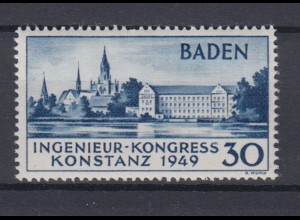 Französische Zone Baden 46 II Ingenieur Kongress Konstanz 30 Pf **