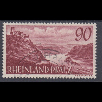 Französische Zone Rheinland Pfalz 41 Burg Gutenfels 90 Pf gestempelt /1