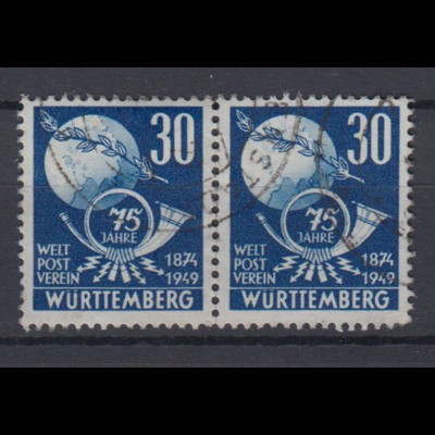 Französische Zone Württemberg 52 75 Jahre Weltpostverein 30 Pf gestempelt