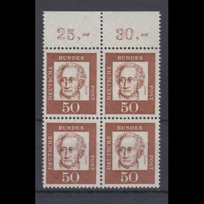 Bund 356y mit Oberrand 4er Block Bedeutende Deutsche 50 Pf postfrisch